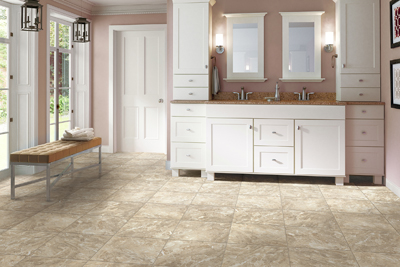 Cabinet in bathroom, mirrors, bench